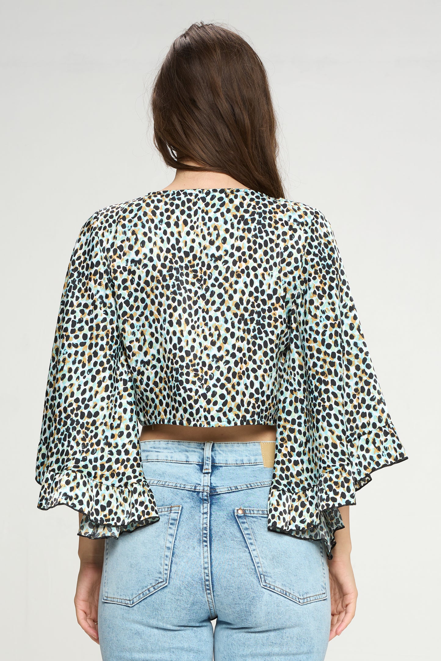 Pink Printed Tie Front Blouse