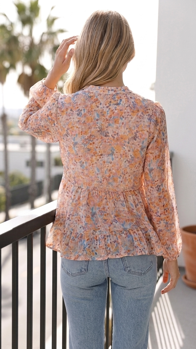 Poppy Print Long Sleeve Top