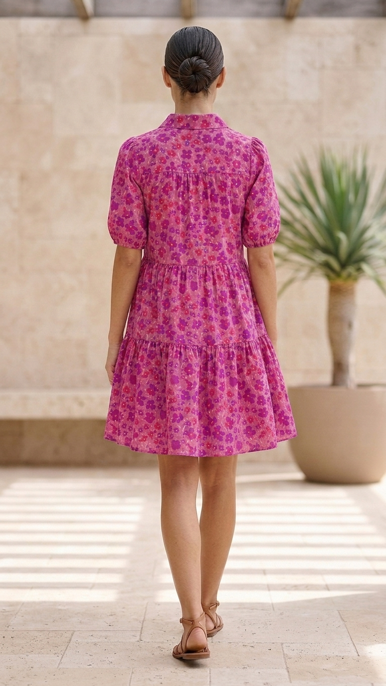 Black Printed Puff Sleeve Dress