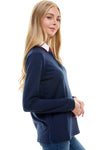 Women's Long Sleeve Polo Shirt with Contrast Collar