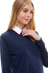 Women's Long Sleeve Polo Shirt with Contrast Collar