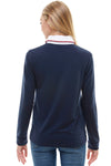 Women's Long Sleeve Polo Shirt with Contrast Collar