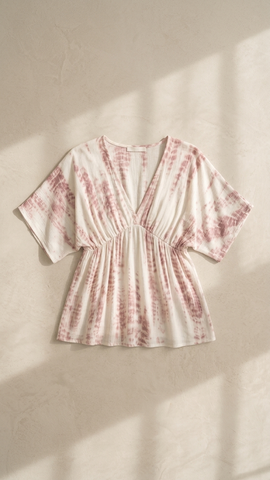 Pink Soft Print Tie Top