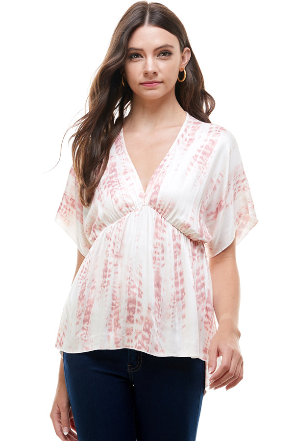 Pink Soft Print Tie Top