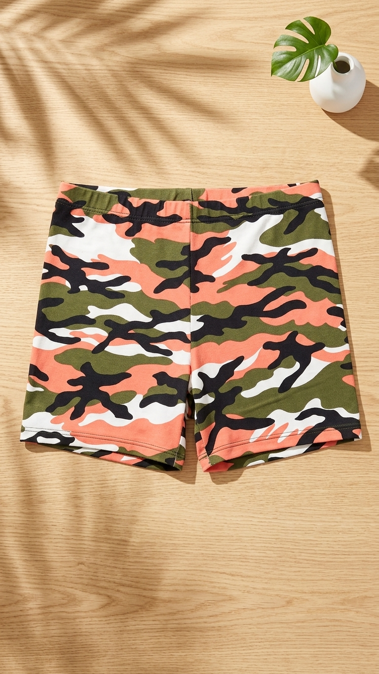 Coral Combo Printed Biker Shorts