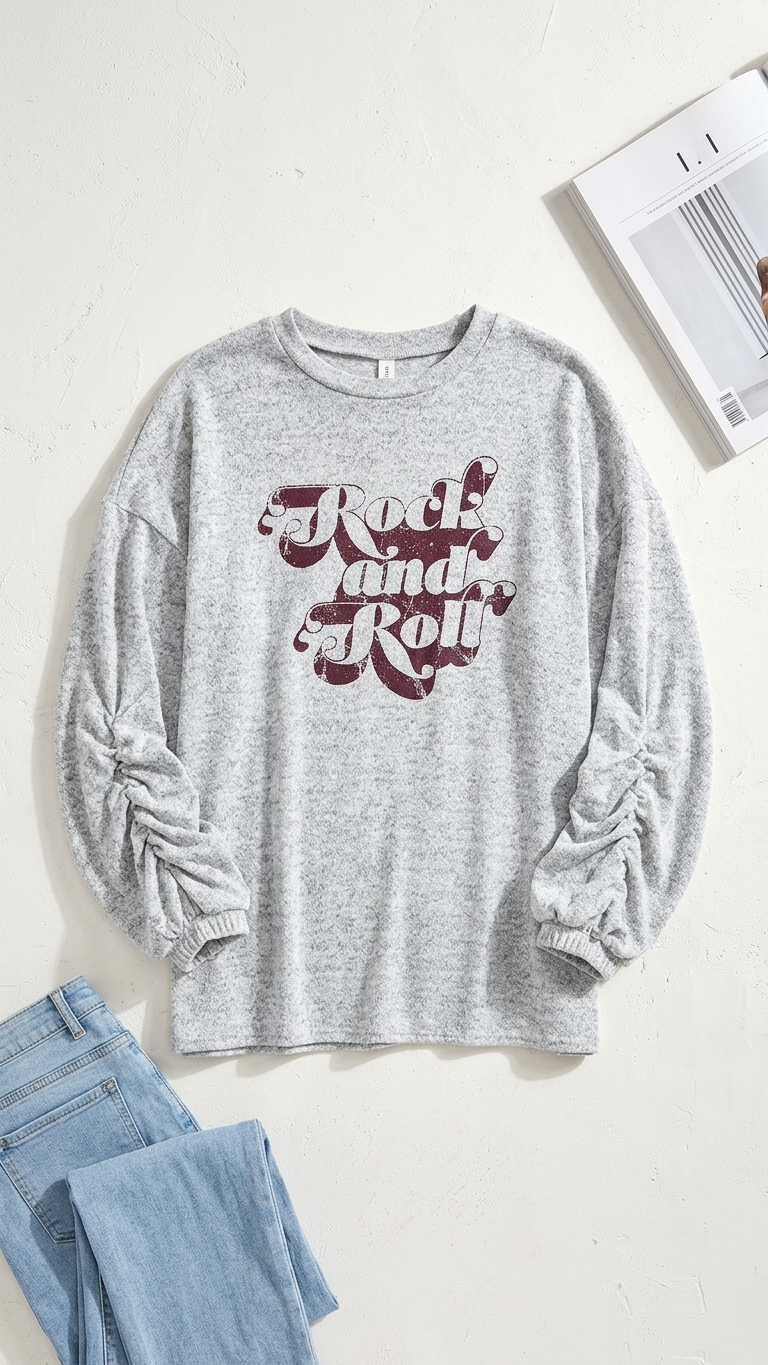 Gray Graphic Pullover Top