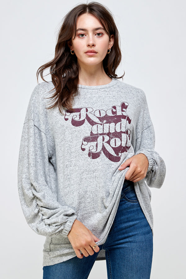 Gray Graphic Pullover Top
