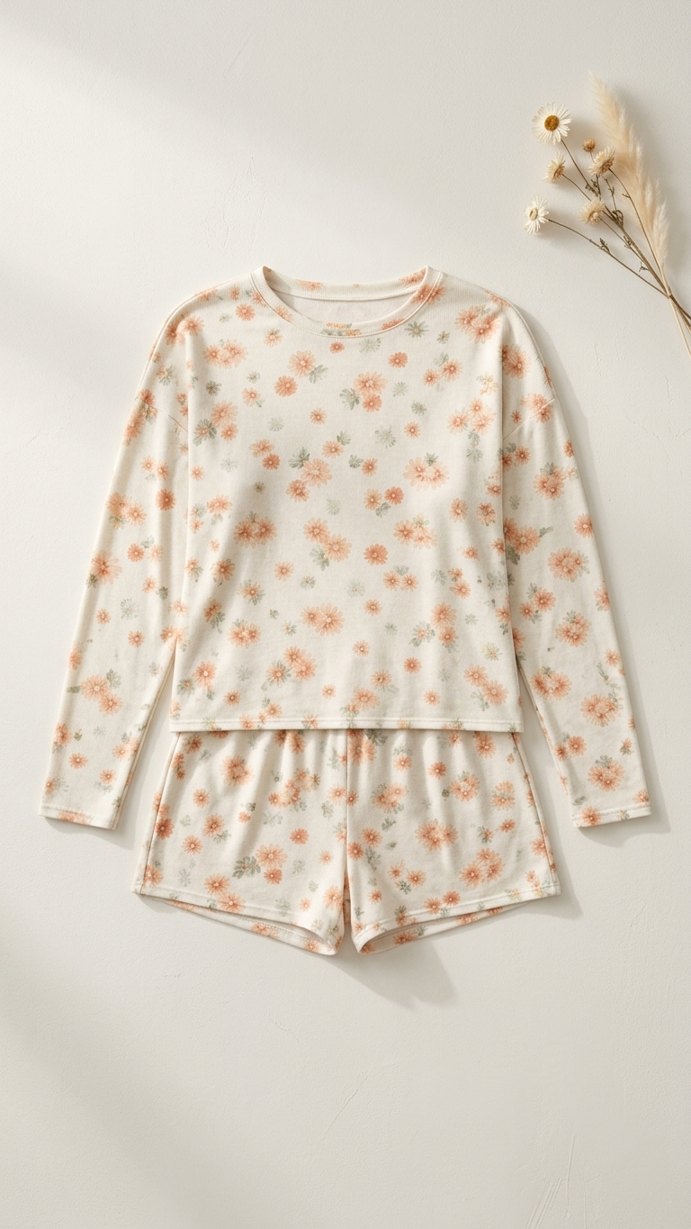 White Floral Lounge Set
