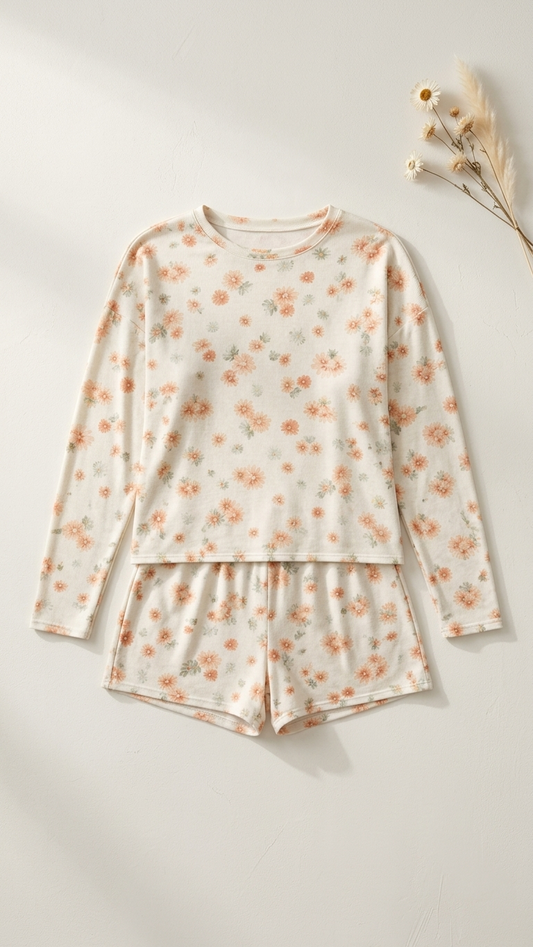 White Floral Lounge Set