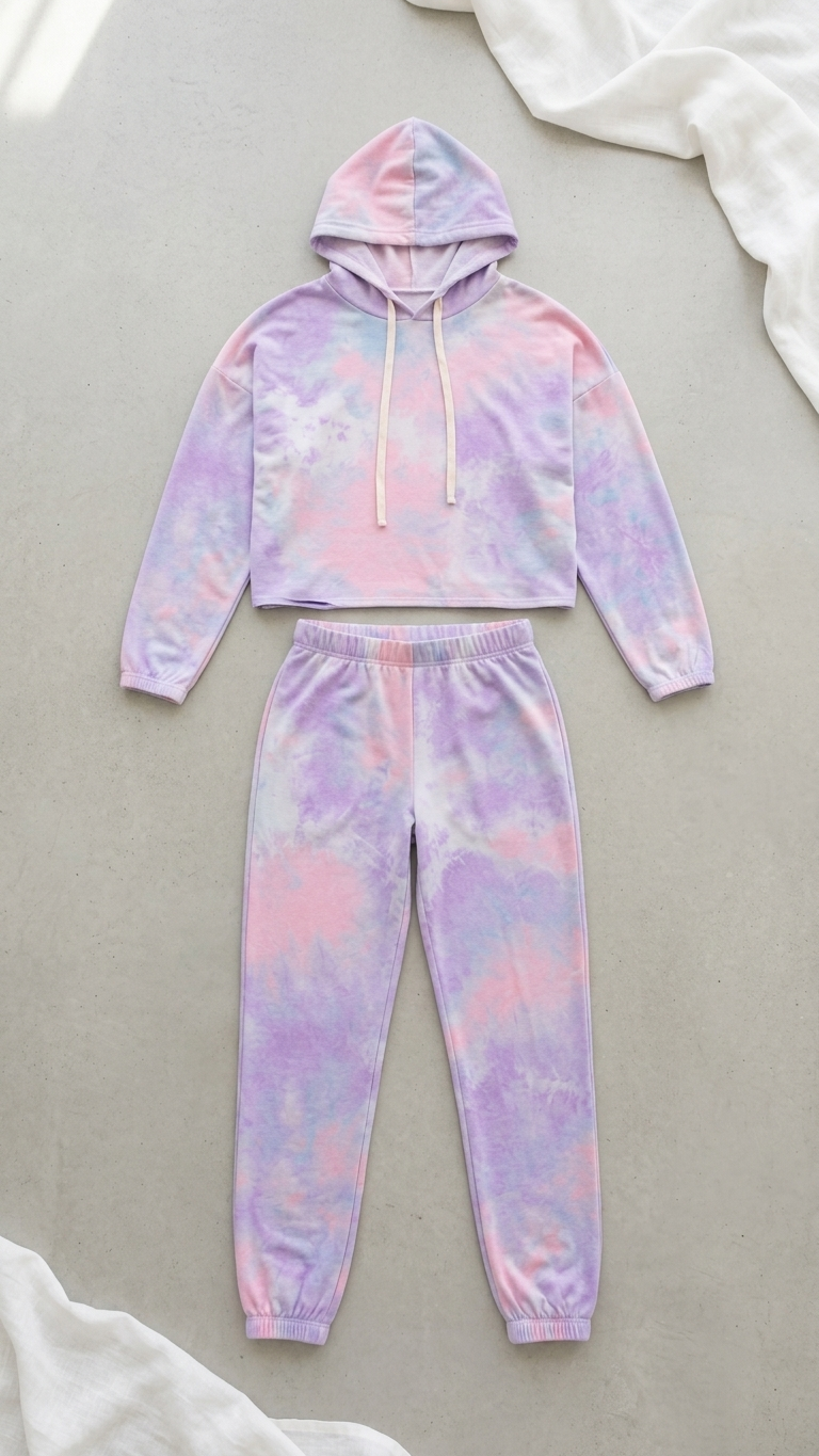 Purple / Blue Pastel Tie Dye Lounge Set