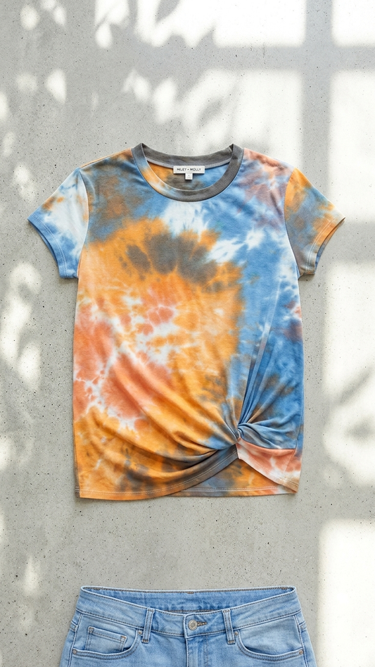 Orange Tie Dye Knit Top
