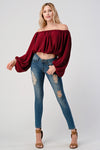 Off-Shoulder Long Sleeve Blouse