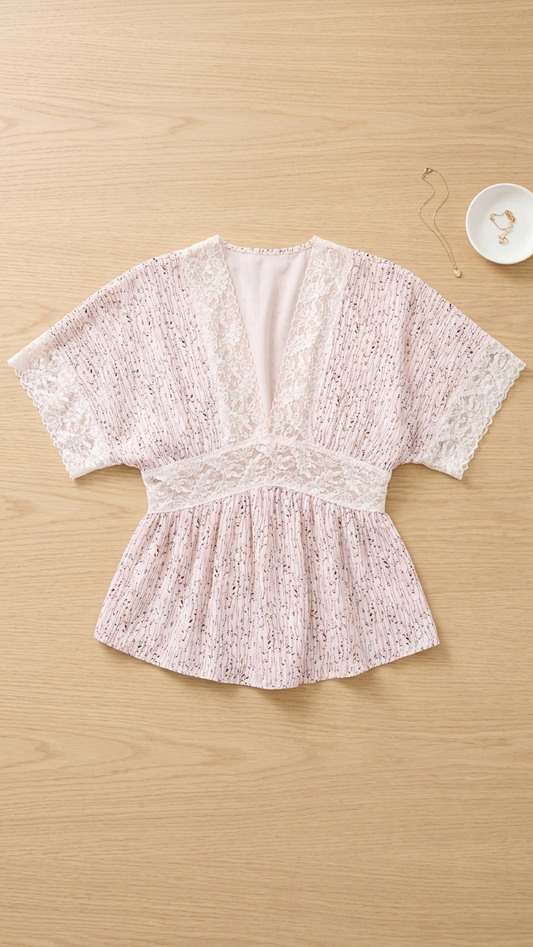 Pink Lace Detail Top