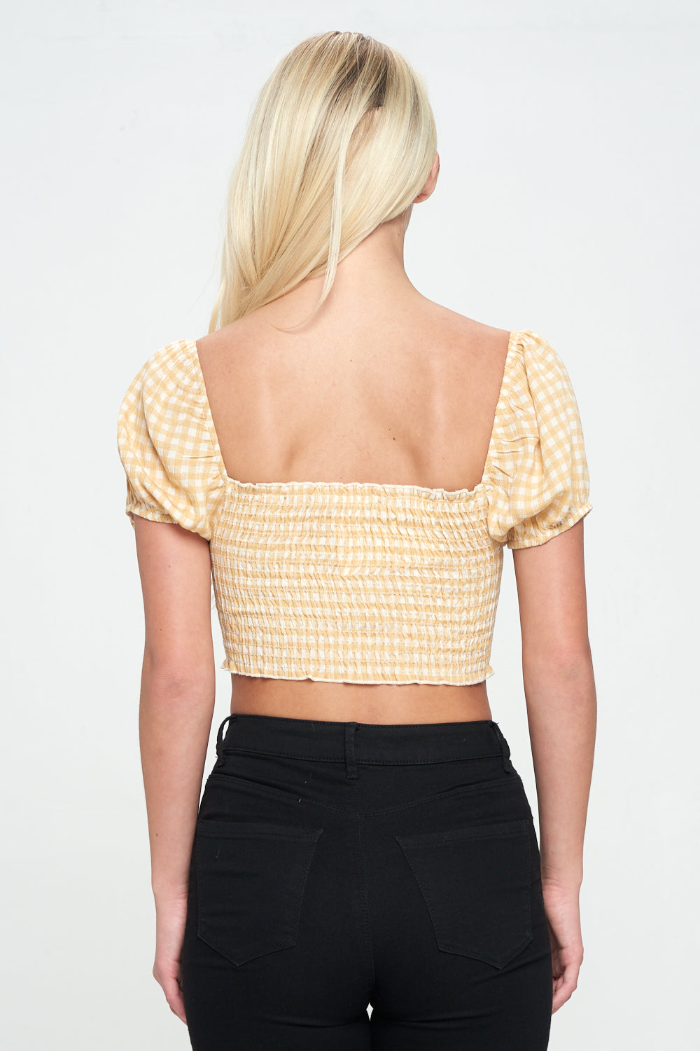 Yellow Smocked Crop Top