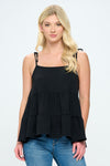 Tiered Sleeveless Top with Adjustable Straps