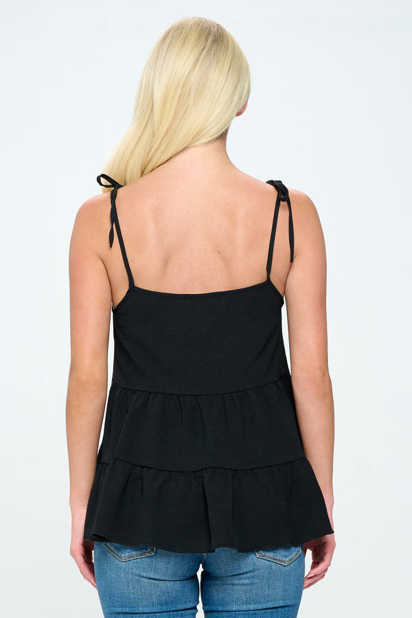 Tiered Sleeveless Top with Adjustable Straps