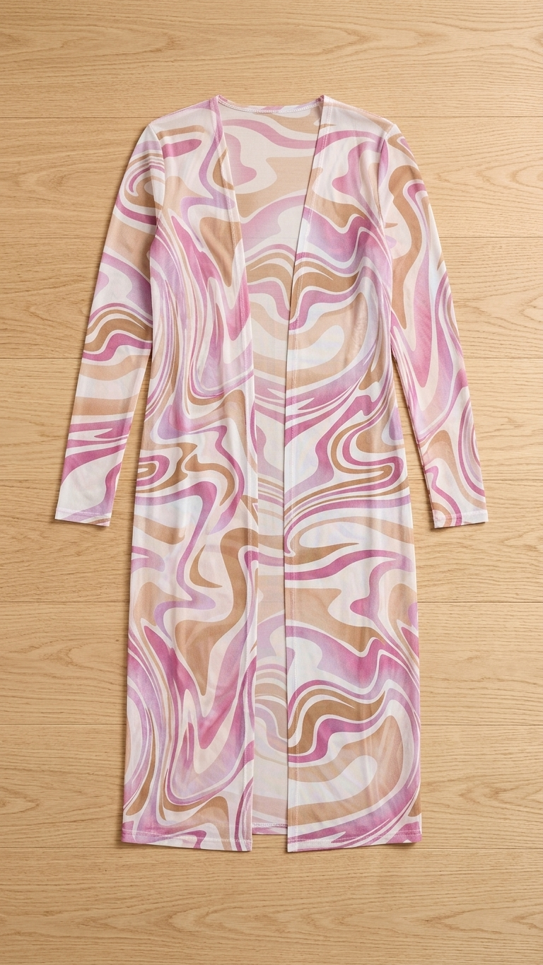 Mocha / Fuchsia Lightweight Print Duster