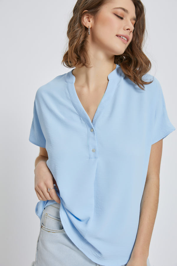 Casual V-Neck Button-Down Blouse for Women