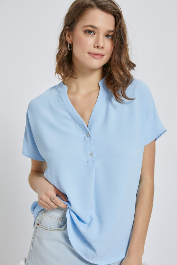 Casual V-Neck Button-Down Blouse for Women