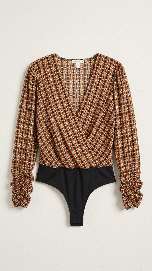 Rust Combo Surplice Print Bodysuit