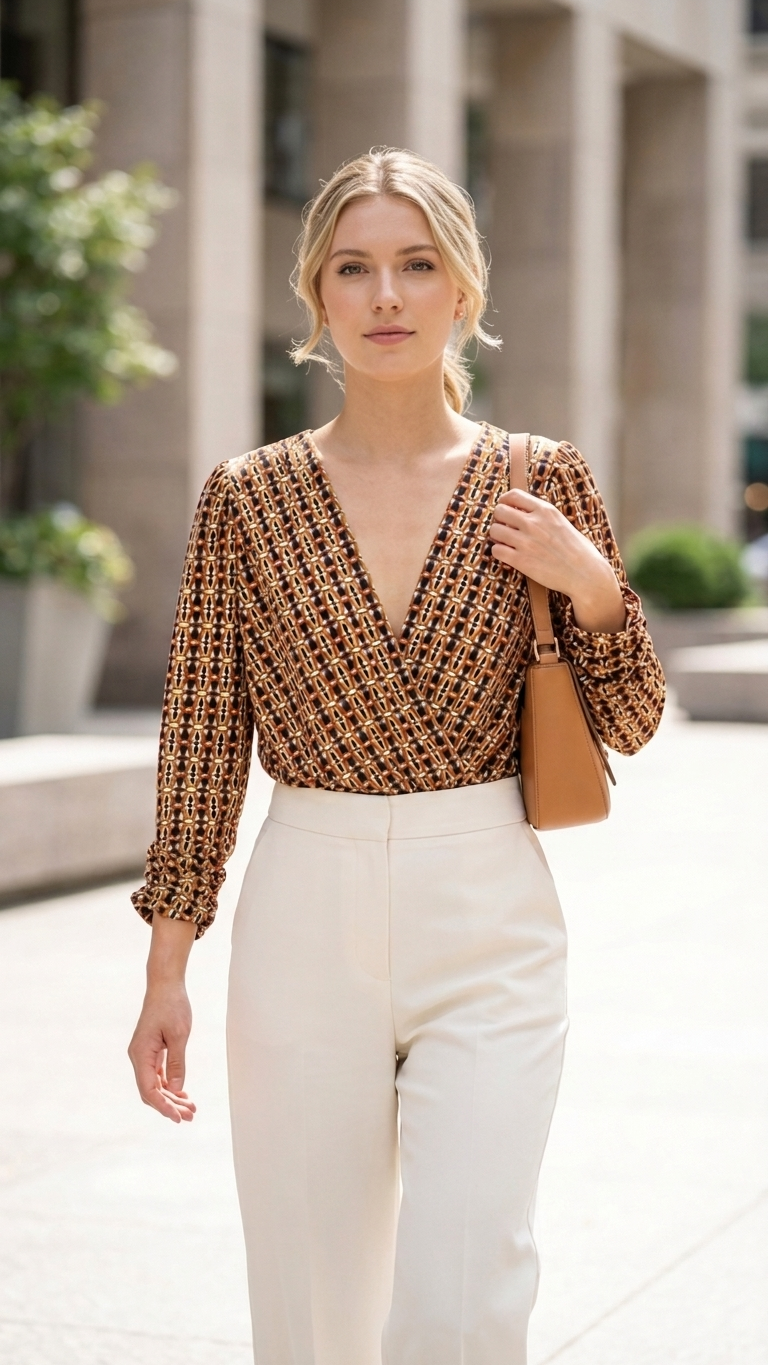 Rust Combo Surplice Print Bodysuit