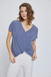 V-Neck Short Sleeve Wrap Front Top for Women