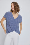 V-Neck Short Sleeve Wrap Front Top for Women