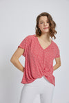 V-Neck Short Sleeve Wrap Front Top for Women