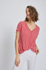 V-Neck Short Sleeve Wrap Front Top for Women