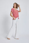 V-Neck Short Sleeve Wrap Front Top for Women