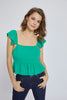 Ruffled Sleeve Square Neck Peplum Top