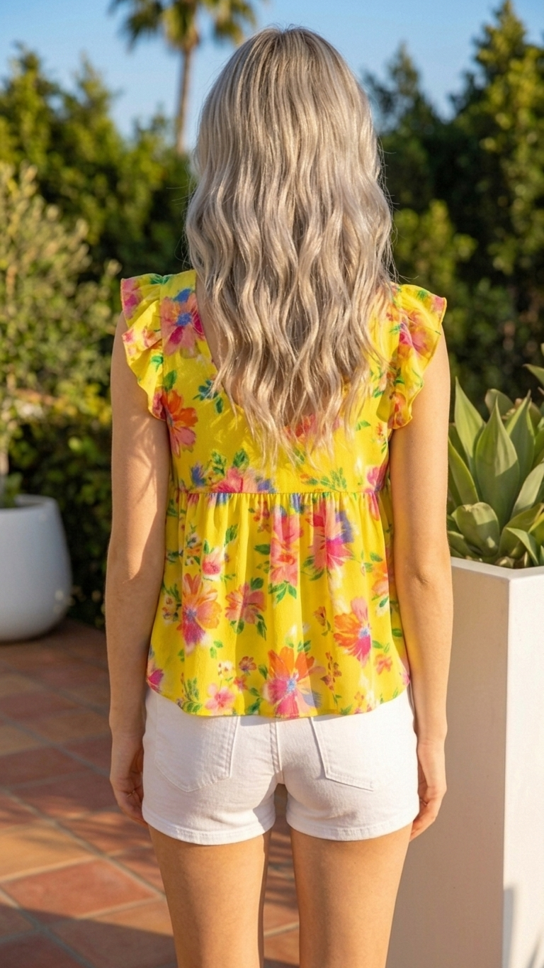 Navy Printed Sleeveless Top