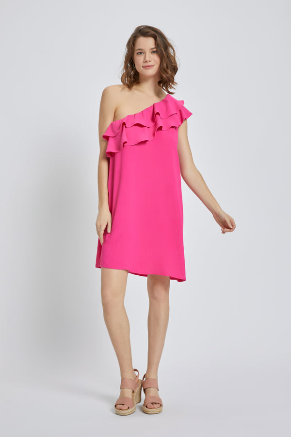 One-Shoulder Ruffle Mini Dress