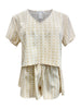 Two-Piece Set with Relaxed Short Sleeve Top and Elastic Waist Shorts