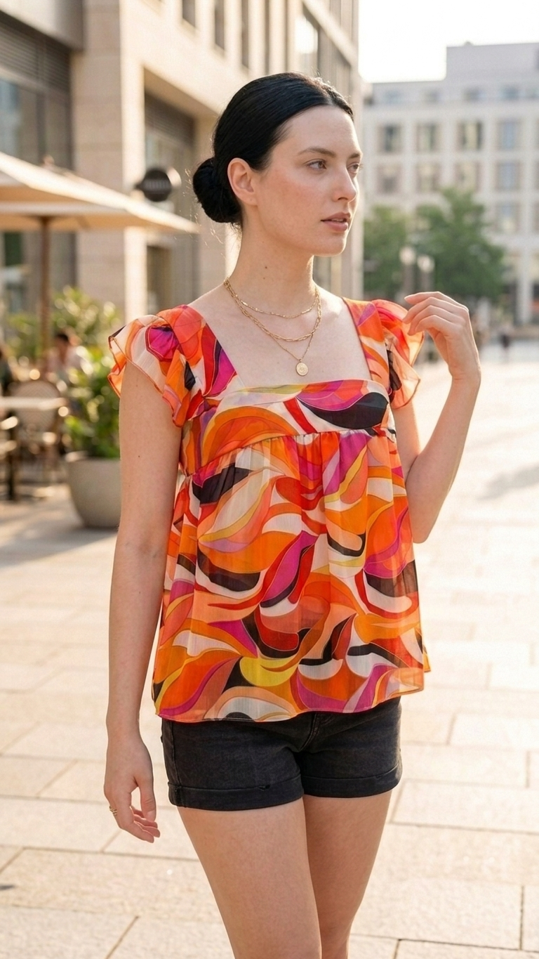 Red Geo Print Tank Top