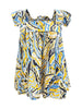 Abstract Leaf Print Ruffle Sleeve Top – Bold and Breezy Statement Piece