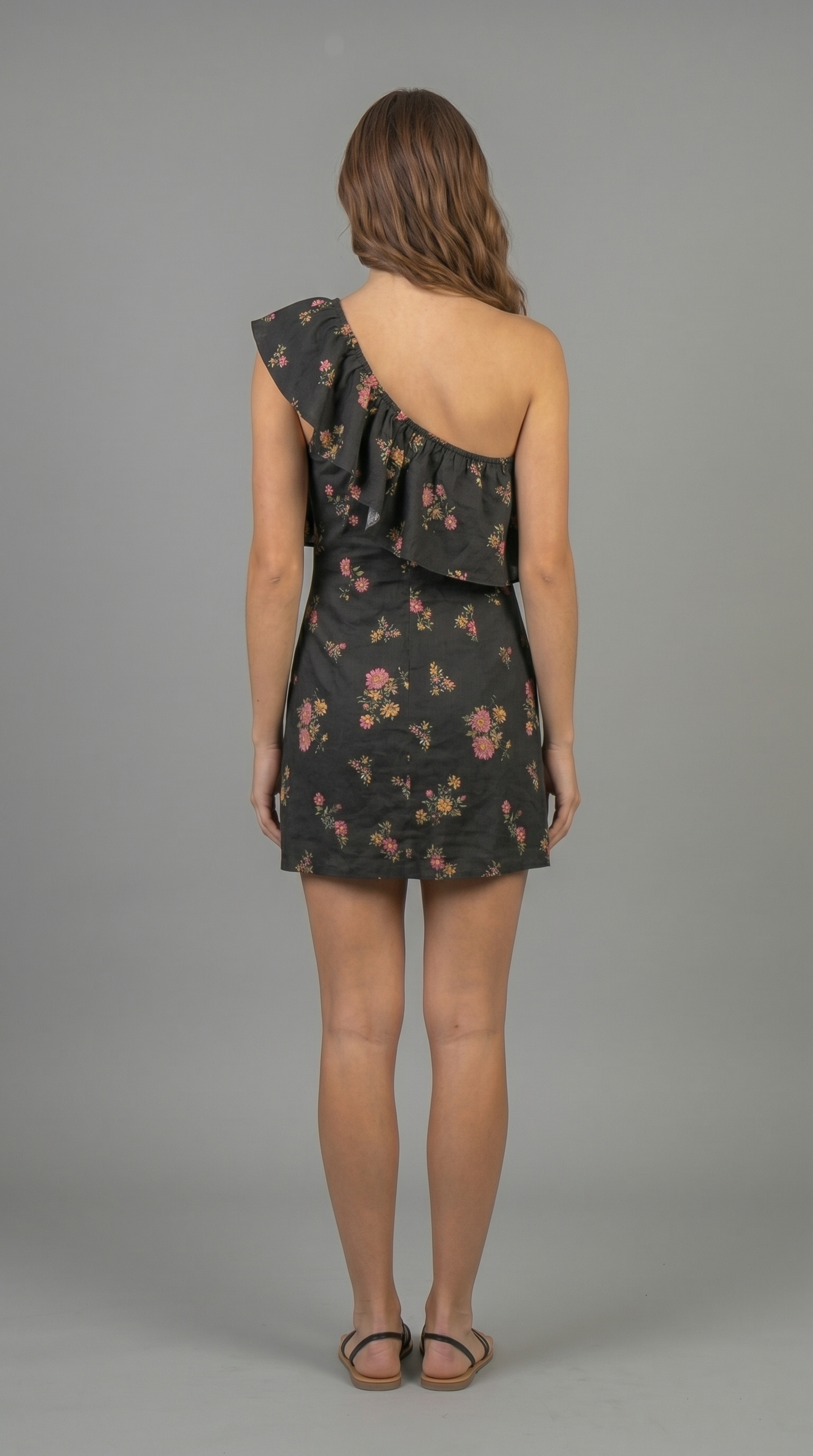 Kelly Green One Shoulder Floral Dress