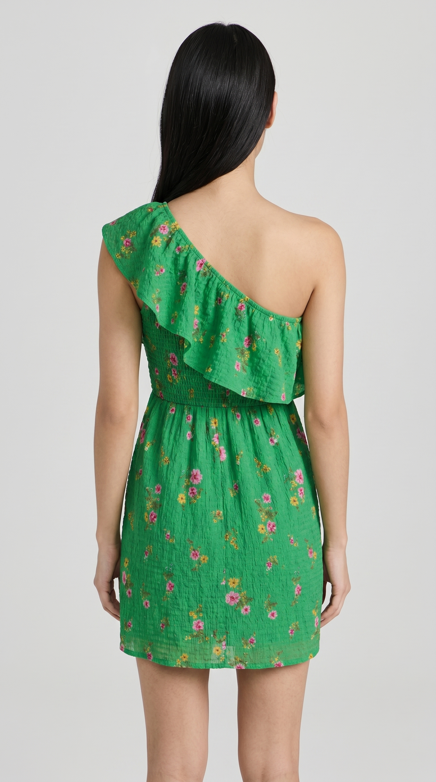 Black One Shoulder Floral Dress