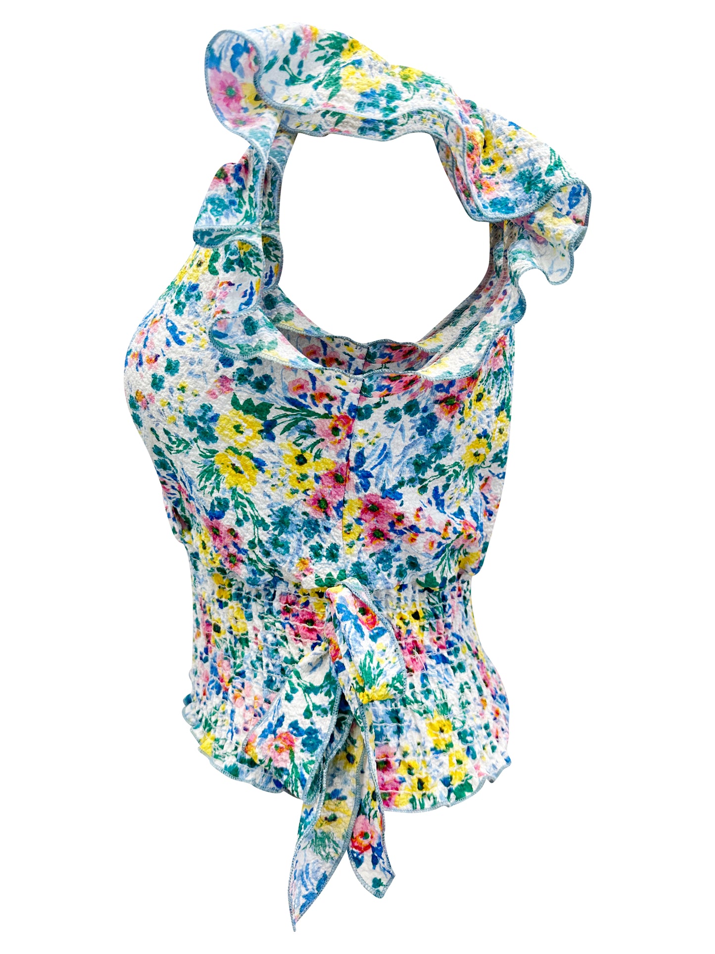 Floral Smocked Wrap Top with Ruffle Sleeves – Casual Boho Blouse