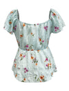 Floral Smocked Peplum Blouse with Cap Sleeves