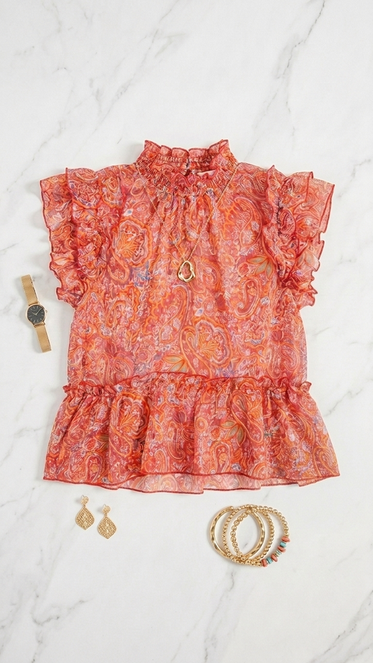 Sparta Smocked Ruffle Top