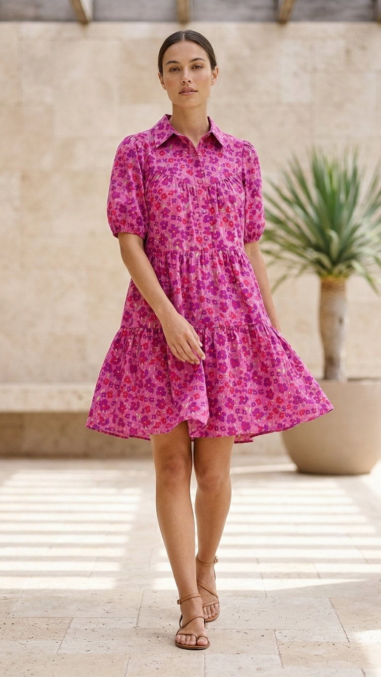 Black Printed Puff Sleeve Dress
