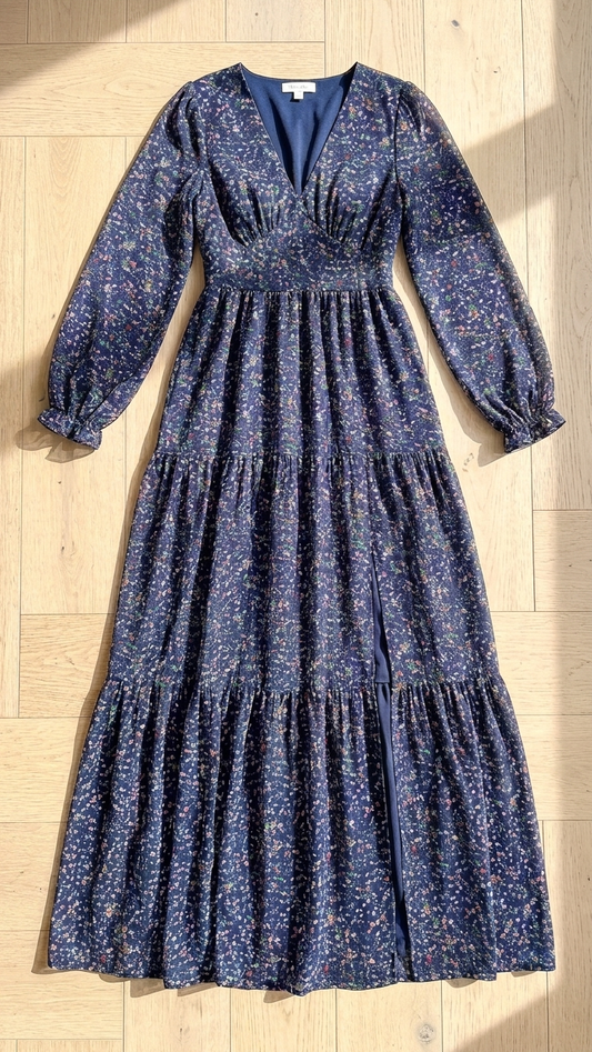Navy Print Maxi Dress