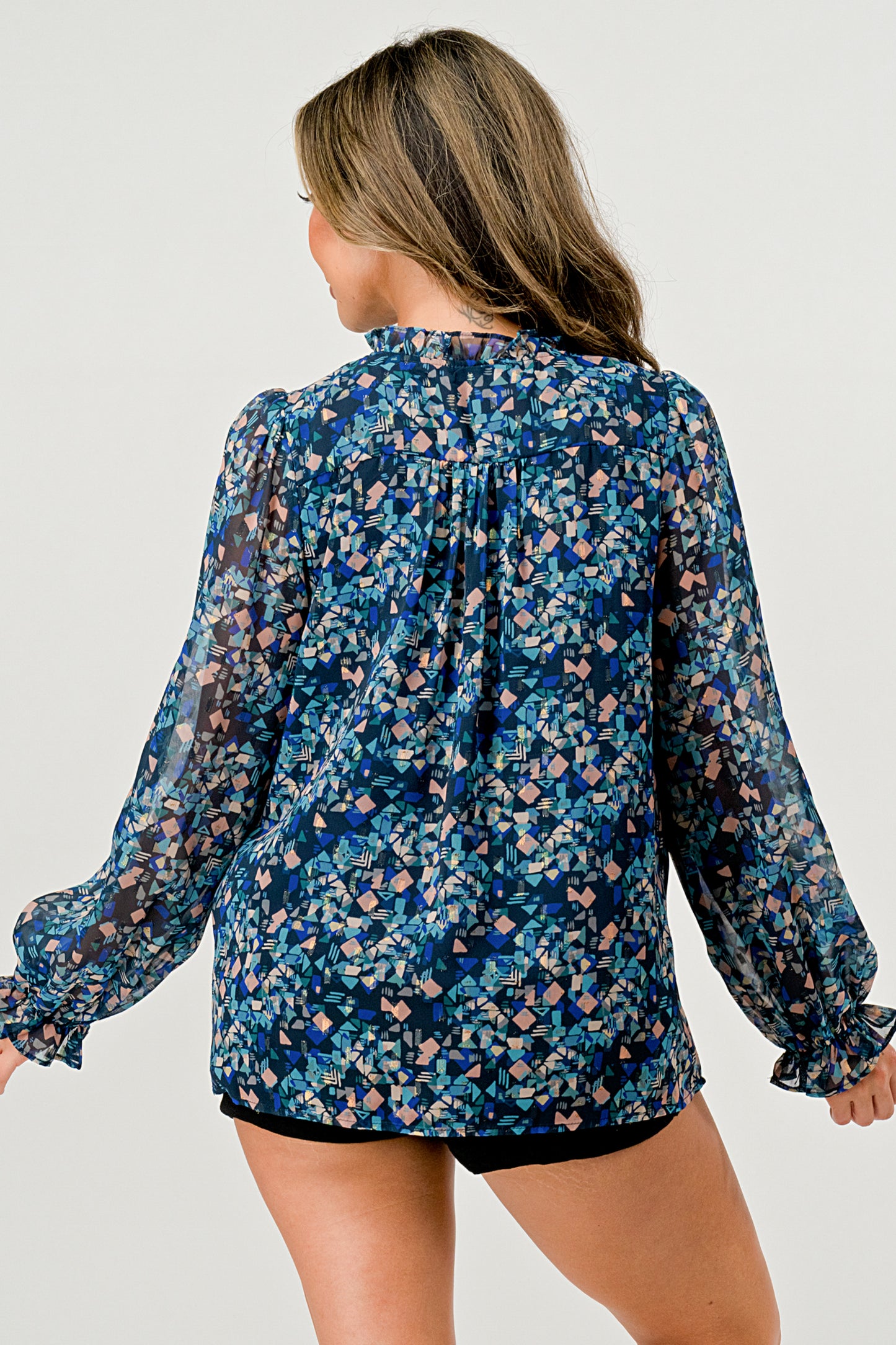 Navy Floral Blouse