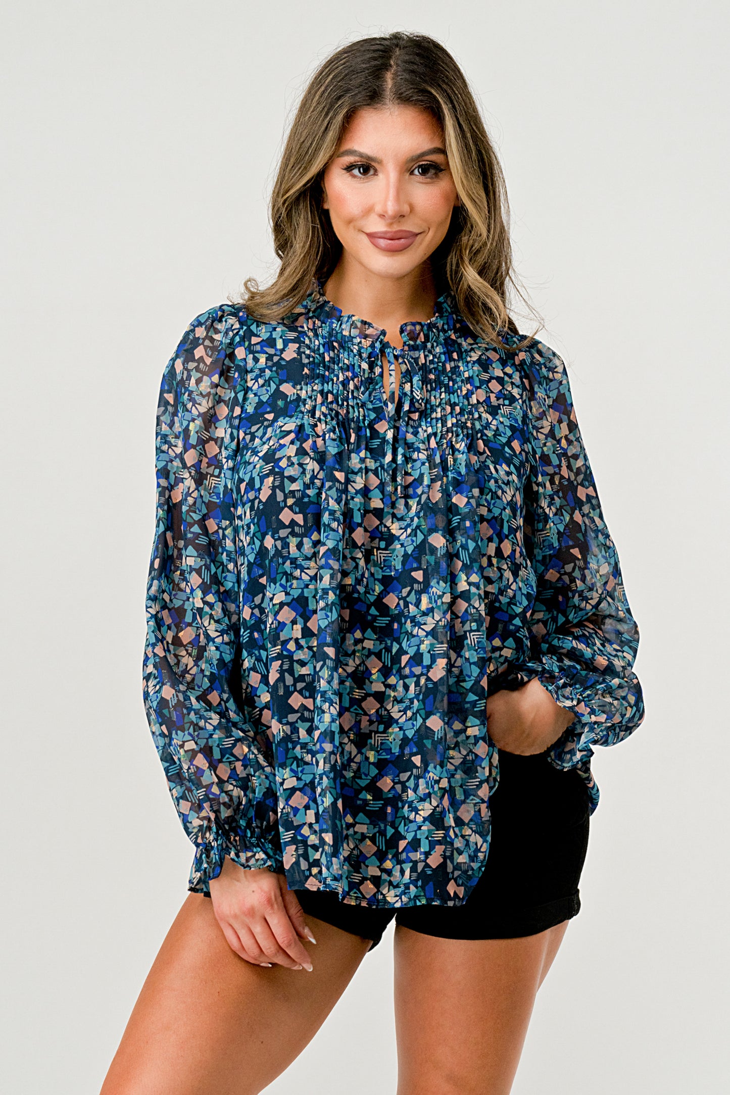 Navy Floral Blouse