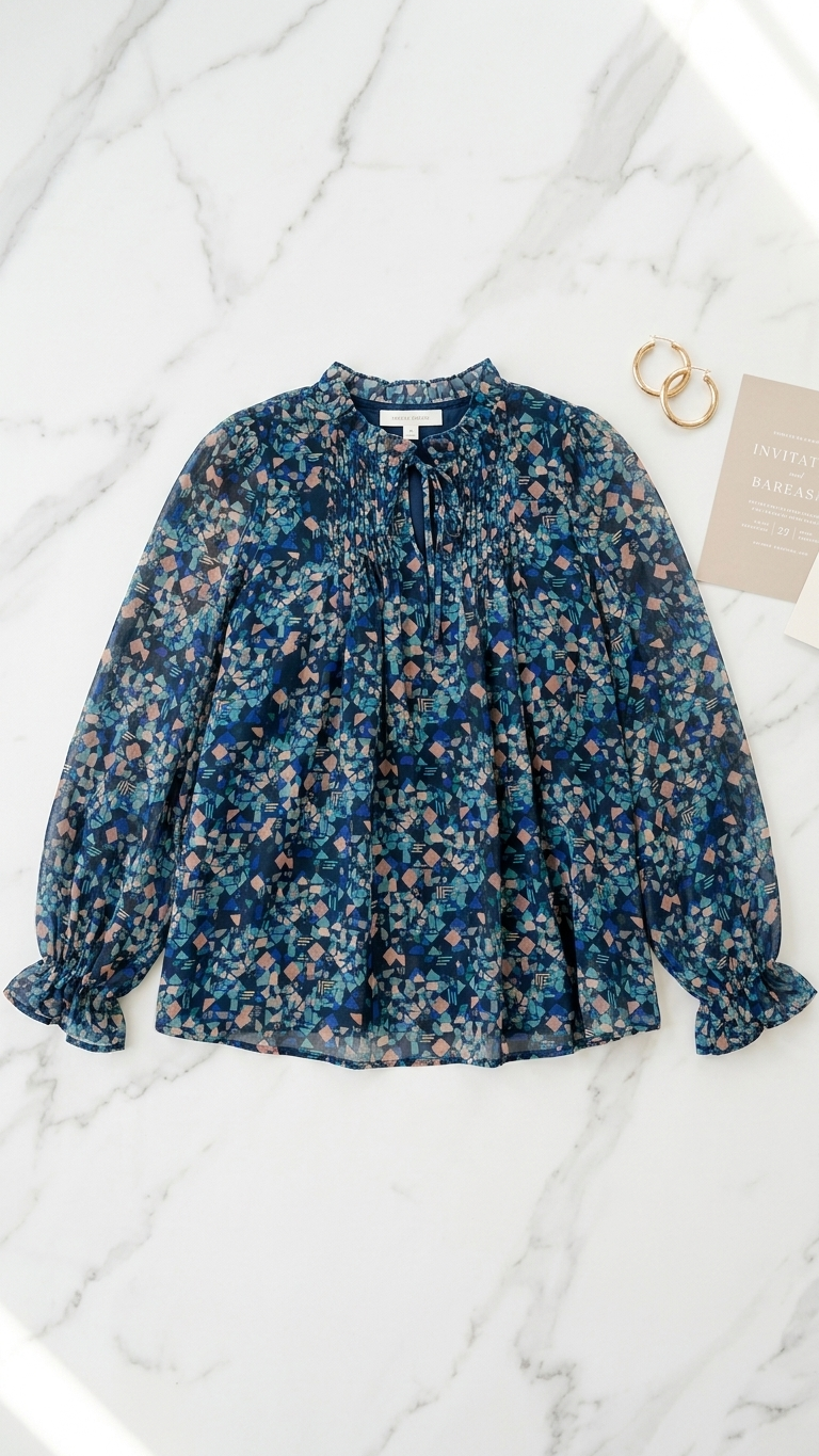 Navy Floral Blouse
