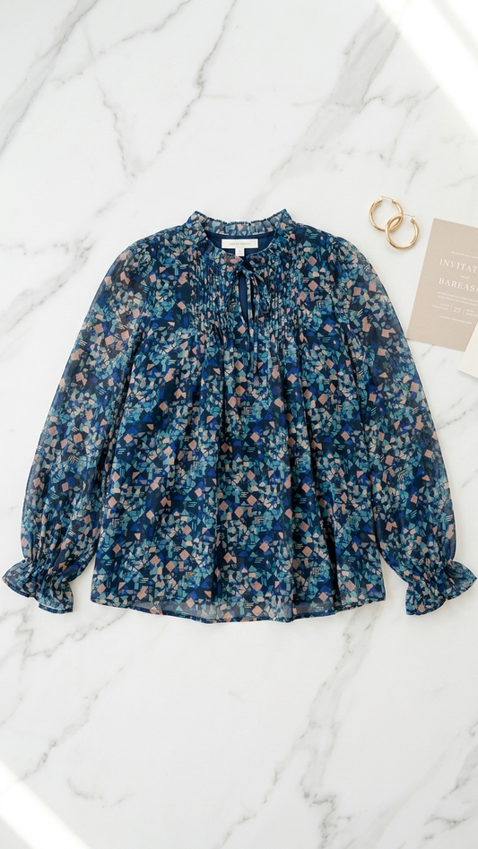 Navy Floral Blouse