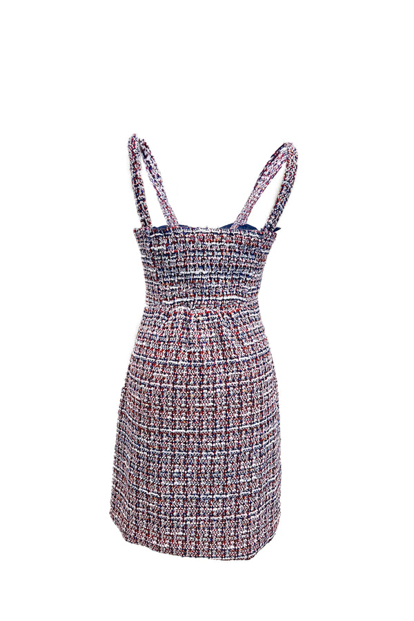 Tweed Mini Dress with Button Detail Classic and Chic M / Navy Tweed Mini Dress with Button Detail Classic and Chic M / Navy