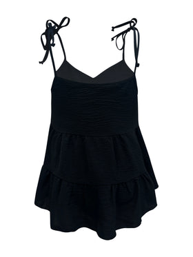 Tie-Strap Tiered Sleeveless Top