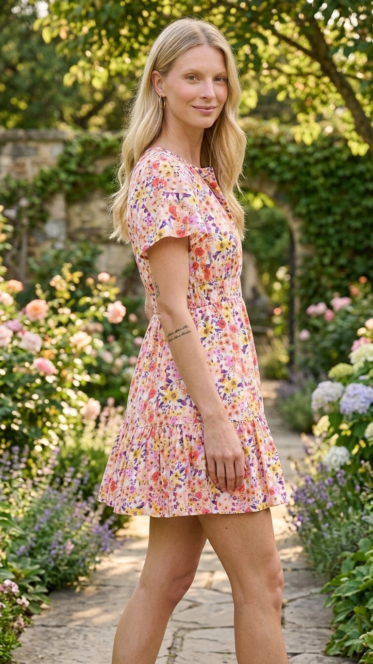 White Combo Garden Party Dress